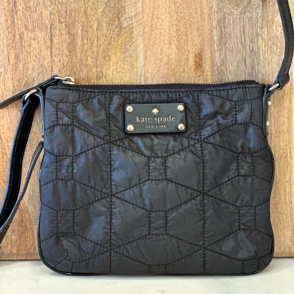 kate spade Handbags - KATE SPADE QUILTED NYLON BLACK CROSSBODY BAG WITH LEATHER SHOULDER STRAP
